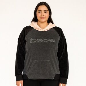Bebe Black and Gray Hoodie Sweater